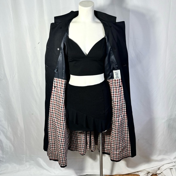 AQUASCUTUM BLACK TRENCH COAT OLD MONEY AESTHETIC MADE IN CANADA MEDIUM - Picture 6 of 17